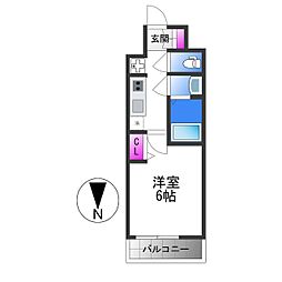 プレサンス東小橋エレディータ 1Kの間取図画像