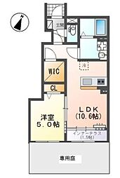 飯能市笠縫 アパート新築工事 1LDKの間取図画像