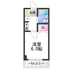 アヴニールふじわら 1Kの間取図画像