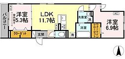 セレスティア北小岩III 2LDKの間取図画像