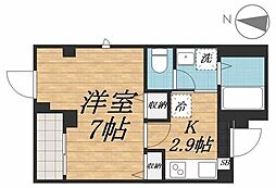 植木ビル 3階1Kの間取り