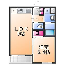 マンション橋野 1LDKの間取図画像