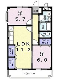 湘南第一ホーワマンション 2LDKの間取図画像