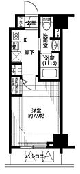 プレール・ドゥーク浜松町 11階1Kの間取り