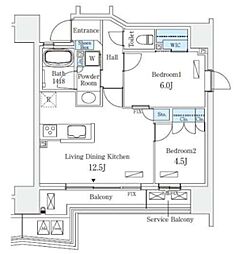 STANDZ四天王寺前夕陽丘 2LDKの間取図画像