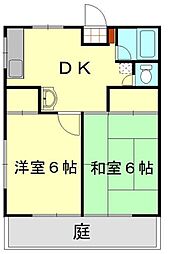 サンライズハイツ 2DKの間取図画像