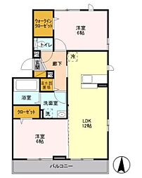 ソレアードA 2LDKの間取図画像
