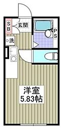 カンプ・ノウ TOTSUKA 1階ワンルームの間取り