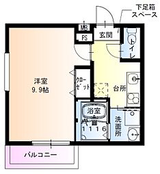 フジパレス杉本町駅西6番館 1Kの間取図画像