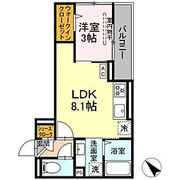D Paina西寺尾 1LDKの間取図画像