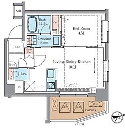 LUXENAプラスPAWS藤沢 1LDKの間取図画像