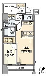 アスコットパーク東日本橋 1LDKの間取図画像