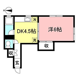 ライヴ豪徳寺 1DKの間取図画像