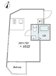 trias214 ワンルームの間取図画像