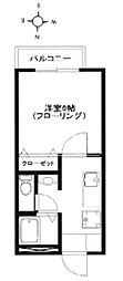 メゾンパール1 1Kの間取図画像