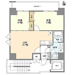リバーレ上野稲荷町 2LDKの間取図画像
