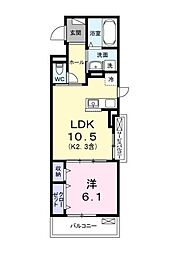 キー ウェスト 1LDKの間取図画像