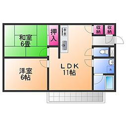 エイチ・ツー・オー岸和田 2LDKの間取図画像