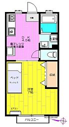 シティーハイツ2 1DKの間取図画像