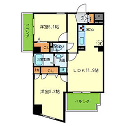 シー・クリサンス神戸 2LDKの間取図画像