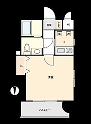 エステートモア城南2 1Kの間取図画像