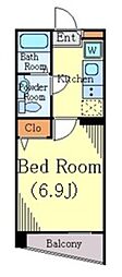エーデル三軒茶屋 1Kの間取図画像