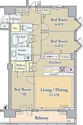 プライムアーバン東中野コート 3LDKの間取図画像