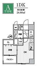 Weave Base-Omori 1Kの間取図画像