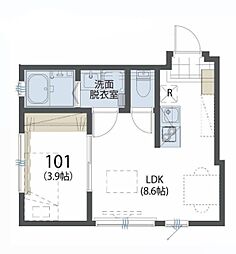 シエスタヴィラ小平ブリックハウス 1LDKの間取図画像