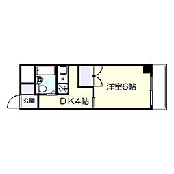 水交社 4階1DKの間取り