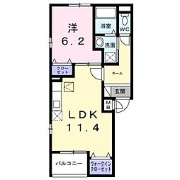 大和市中央林間1丁目アパート 1LDKの間取図画像