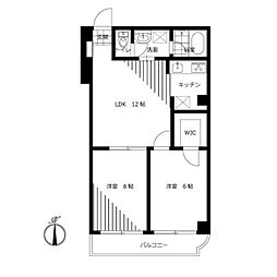 アトランティス百合丘 2LDKの間取図画像