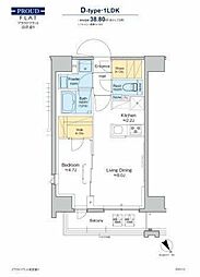プラウドフラット清澄通り 1LDKの間取図画像