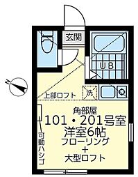 ユナイト上末吉グランドスラム 2階ワンルームの間取り
