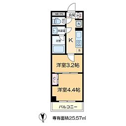 ES-Grande綾瀬 1階2Kの間取り