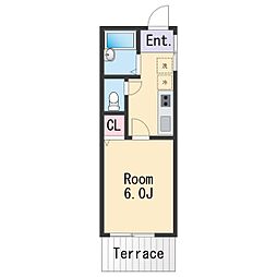 TJ松江東 1Kの間取図画像