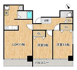 ダイアパレス野間 2LDKの間取図画像