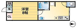 YARD王子公園 1DKの間取図画像