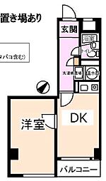 東銀座ロイアルハイツ 1DKの間取図画像