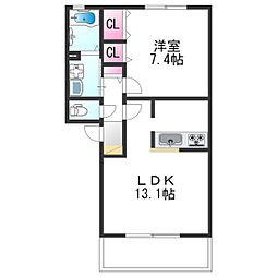 シャーメゾン美央 1LDKの間取図画像