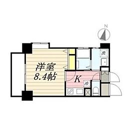 キルンズ西新 1Kの間取図画像