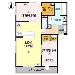 K.レジデンスビューII 2LDKの間取図画像