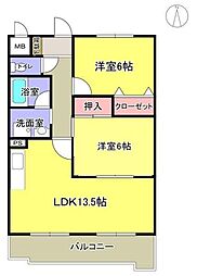 リュミエール 2LDKの間取図画像