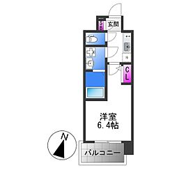 エスリード ザ・イーストレジデンス大阪城 1Kの間取図画像