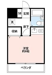 ベルメゾン南浦和 ワンルームの間取図画像