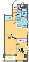カスタリア入谷 1LDKの間取図画像