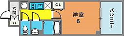エステムコート神戸グランスタイル 7階1Kの間取り