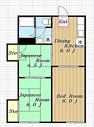 メゾンドールKOSHIO 3DKの間取図画像