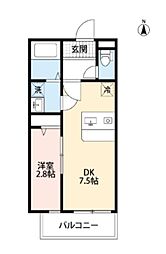 ベストステージ谷塚南 1DKの間取図画像