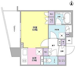 プラウドタワー亀戸 ワンルームの間取図画像